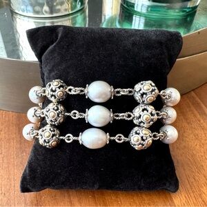 John Hardy Silver and Gold Multi-Strand Pearl Bracelet